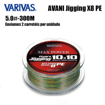 Varivas Avani Jigging X8 PE Linha De Pesca PE 300M 5.0 De Cores Variadas (2 Carretéis)