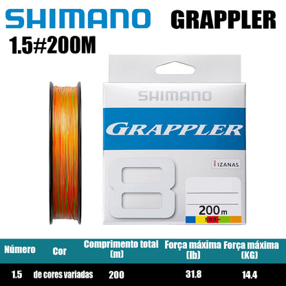 Shimano Grappler 8Braid Linha De Pesca PE 200M Cores Variadas (2 Carretéis)