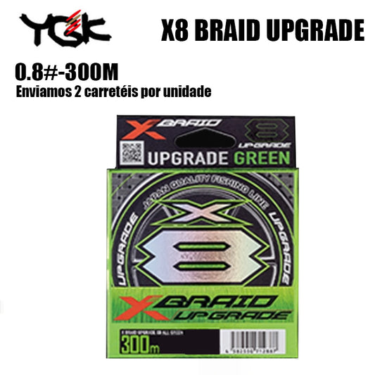 2022 YGK X8 BRAID UPGRADE Linha De Pesca PE 300M 0.8 Verde (2 Carretéis)