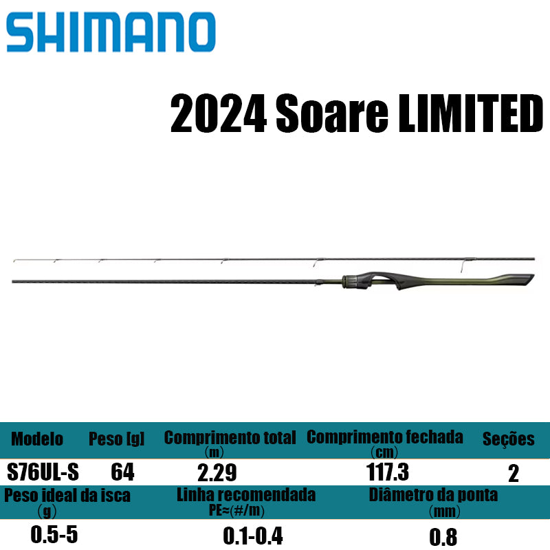 SHIMANO 2024 Soare LIMITED S76UL-S para molinetes de pesca