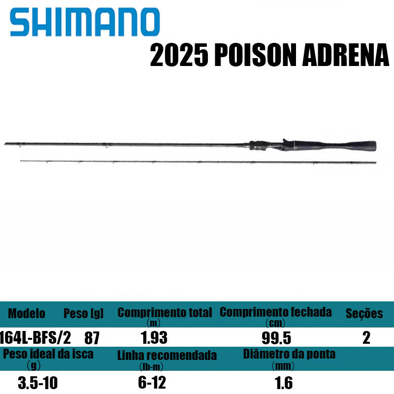 SHIMANO 2025 POISON ADRENA  164L-BFS/2  para carretilhas de pesca