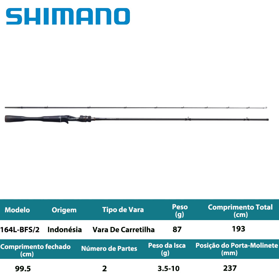 SHIMANO 2024 POISON ADRENA 164L-BFS/2 Vara De Carretilha