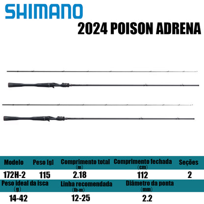 SHIMANO 2024 POISON ADRENA 172H-2 para carretilhas de pesca