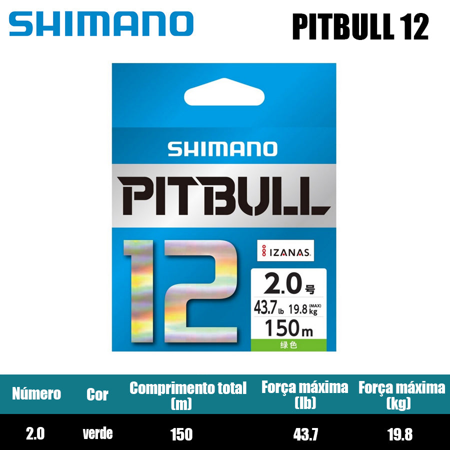 Shimano Pitbull 12X Linha De Pesca PE 150M Verde (2 Carretéis)