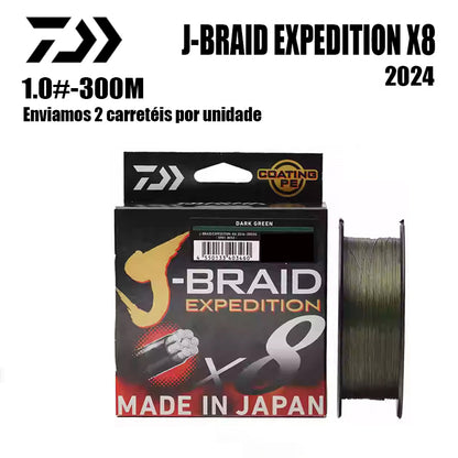 2024 J BRAID X8 EXPEDITION Linha De Pesca PE 300M 1.0 Verde(2 Carretéis)