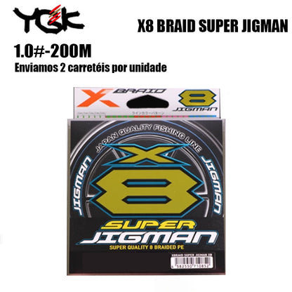 YGK X8 BRAID SUPER JIGMAN Linha De Pesca PE 200M 1.0 Multicolorido (2 Carretéis)